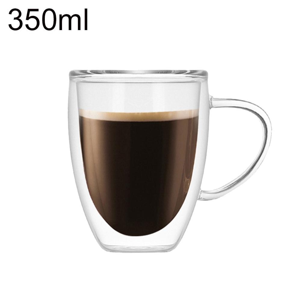 Best Seller Double Wall Glass Cup With Spoon 150ml/250ml Heat Resistant  Double-layer Durable Transparent Mugs 50% Offer