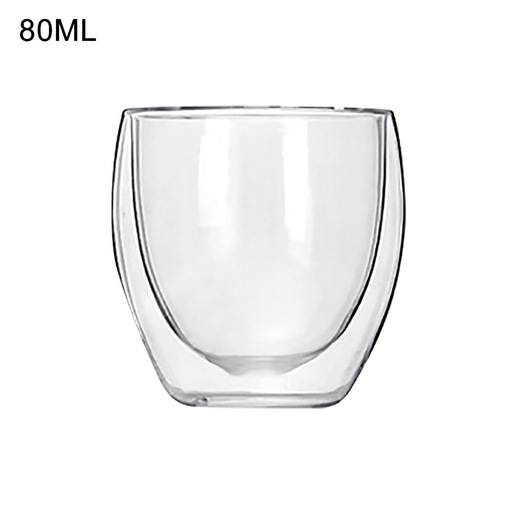 YWDL 150/250ml Double Wall Glass With Dish And Spoon Clear Glass